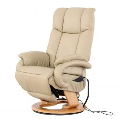 Modoform Fauteuil de relaxation Casey - Cuir véritable / Imitation cuir - Crème | Confort et Élégance