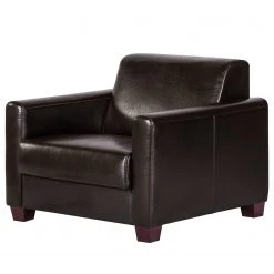 Maison Belfort Fauteuil Fragola - Cuir véritable Marron foncé | Fauteuil 1 place haut de gamme