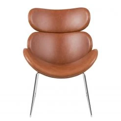 Fredriks Fauteuil Montola I - Fauteuil 1 place en Imitation Cuir Cognac avec Accents Chromés -Pas Cher Fauteuils Magasin 1000015837 211007 121227000032 DETAILS P000000001000015837