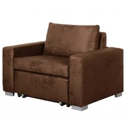 Mooved Fauteuil Convertible Latina IV - Aspect Cuir Marron - Confort et Élégance