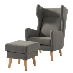 Mørteens Fauteuil à oreilles Bucoli Gris avec repose-pieds | Confort et style