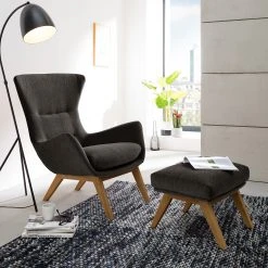 Studio Copenhagen Fauteuil Hepburn I - Tissu Saia Noir-Marron - Chêne foncé -Pas Cher Fauteuils Magasin 1000116443 180803 085040244 MOOD GALLERYIMAGES P000000001000116443 mood