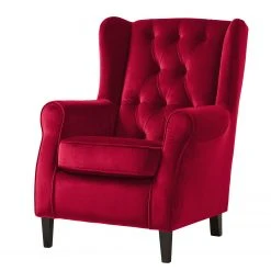 Maison Belfort Fauteuil à Oreilles Luro Rouge - Fauteuil Bergère Confortable et Élégant