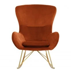 Jack & Alice Fauteuil bercant Skamby en Velours - Coloris Terre cuite | Confort et élégance pour votre intérieur -Pas Cher Fauteuils Magasin 1000123364 181219 09580600012 GALLERYIMAGES P000000001000123364