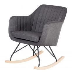 Mørteens Rocking Chair Leedy - Tissu Gris Foncé et Hêtre Massif | Fauteuil 1 Place | Confort et Élégance