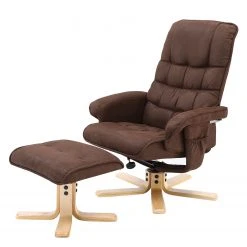 Modoform Fauteuil de Relaxation Sund en Microfibre et Hévéa Massif - Marron