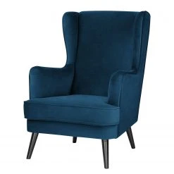 Fauteuil Bergère Jack & Alice Limeri en Velours Bleu Marine - Élégance sans Repose-Pieds