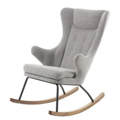 Norrwood Rocking Chair Meryl - Gris Chiné - Fauteuil 1 Place Confortable et Élégant