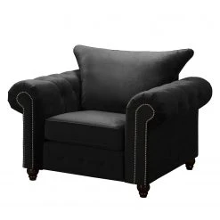 Jack & Alice Fauteuil Solita - Velours Noir - Fauteuil 1 Place Sans Repose-Pieds