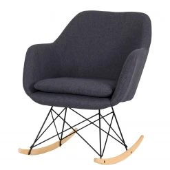 Fauteuil à bascule Emma en tissu anthracite et chêne massif – Tenzo