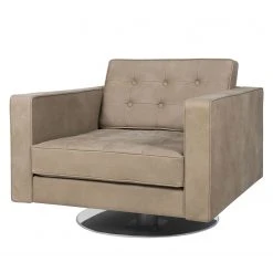 Fredriks Fauteuil Pivotant Chelsea IV - Cuir Véritable Gris Clair - Fauteuil 1 Place Design et Confort