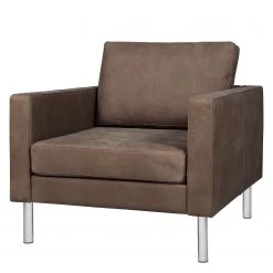 Fredriks Fauteuil Portobello IV en Cuir Véritable Marron Foncé - Fauteuil 1 Place Élégant