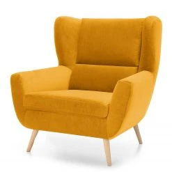 Norrwood Fauteuil Glenhaven - Velours Jaune Moutarde | Fauteuil 1 Place Confortable et Élégant