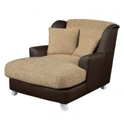 Fauteuil 1 place Ridgevalley Loveuse Garza I - Imitation cuir / Tissu structuré - Beige / Marron