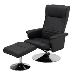 Fredriks Fauteuil de relaxation Devato avec repose-pieds - Imitation cuir noir - Confort optimal