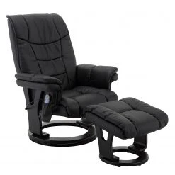 Fredriks Fauteuil massant Carapina avec repose-pieds - Cuir véritable ou imitation cuir - Noir | Fauteuil relax