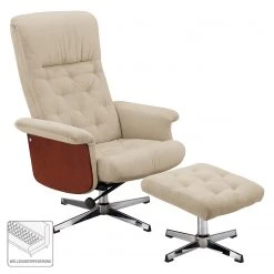 Fredriks Fauteuil de Relaxation Roumont avec Repose-Pieds en Microfibre Crème | Confort Optimal