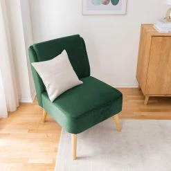 Mørteens Fauteuil Papicu - Velours - Vert foncé - Fauteuil 1 place élégant et confortable -Pas Cher Fauteuils Magasin 1000176649 210401 16111100002 MOOD DETAILS P000000001000176649 mood