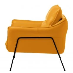 Fauteuil Knokke II en Cuir Véritable Jaune Doré - Confort et Élégance | Studio Copenhagen -Pas Cher Fauteuils Magasin 1000179435 200211 09285900012 DETAILS P000000001000179435