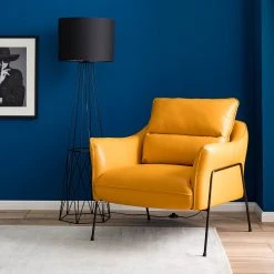 Fauteuil Knokke II en Cuir Véritable Jaune Doré - Confort et Élégance | Studio Copenhagen -Pas Cher Fauteuils Magasin 1000179435 200622 14532700001 MOOD DETAILS P000000001000179435 mood