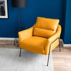 Fauteuil Knokke II en Cuir Véritable Jaune Doré - Confort et Élégance | Studio Copenhagen -Pas Cher Fauteuils Magasin 1000179435 200622 14532800002 MOOD DETAILS P000000001000179435 mood