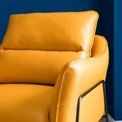 Fauteuil Knokke II en Cuir Véritable Jaune Doré - Confort et Élégance | Studio Copenhagen -Pas Cher Fauteuils Magasin 1000179435 200622 14532900003 DETAILS P000000001000179435