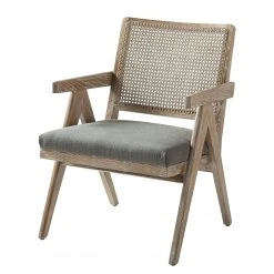 Maison Belfort Fauteuil Ruber - Tissu Gris - Confort et Élégance pour Votre Salon