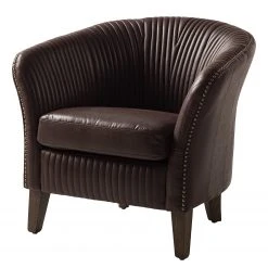 Ars manufacti Fauteuil Membre I - Imitation cuir marron foncé - Fauteuil 1 place élégant et confortable