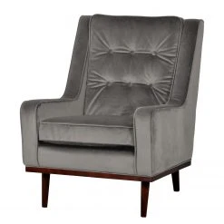 Mørteens Fauteuil Pirapora Velours Gris clair - Fauteuil 1 place design et confortable