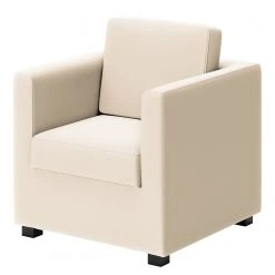Loftscape Fauteuil Deven V - Cuir pigmenté Blanc - Fauteuil 1 place élégant et confortable