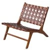 Fauteuil Design Copan en Cuir Tressé et Teck Massif - Marron Cognac | Ars Manufacti
