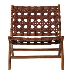 Fauteuil Design Copan en Cuir Tressé et Teck Massif - Marron Cognac | Ars Manufacti -Pas Cher Fauteuils Magasin 1000183944 200204 15373200002 DETAILS P000000001000183944