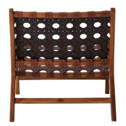 Fauteuil Design Copan en Cuir Tressé et Teck Massif - Marron Cognac | Ars Manufacti -Pas Cher Fauteuils Magasin 1000183944 200204 15373200004 DETAILS P000000001000183944