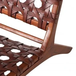 Fauteuil Design Copan en Cuir Tressé et Teck Massif - Marron Cognac | Ars Manufacti -Pas Cher Fauteuils Magasin 1000183944 200204 15373200010 DETAILS P000000001000183944