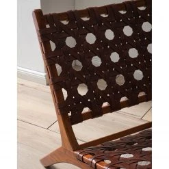 Fauteuil Design Copan en Cuir Tressé et Teck Massif - Marron Cognac | Ars Manufacti -Pas Cher Fauteuils Magasin 1000183944 200529 13221900003 DETAILS P000000001000183944