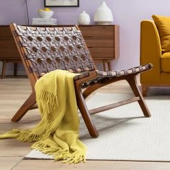 Fauteuil Design Copan en Cuir Tressé et Teck Massif - Marron Cognac | Ars Manufacti -Pas Cher Fauteuils Magasin 1000183944 210608 06021200034 MOOD DETAILS P000000001000183944 mood