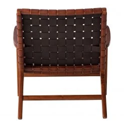 Fauteuil design Bourbourg en Cuir tressé et Teck massif, marron cognac - Ars Manufacti -Pas Cher Fauteuils Magasin 1000183947 200204 15373200022 DETAILS P000000001000183947