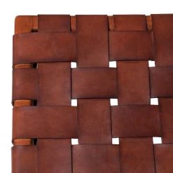 Fauteuil design Bourbourg en Cuir tressé et Teck massif, marron cognac - Ars Manufacti -Pas Cher Fauteuils Magasin 1000183947 200204 15373200026 DETAILS P000000001000183947