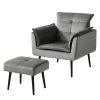 Jack & Alice Fauteuil Trilla - Fauteuil 1 place avec repose-pieds en velours gris -Pas Cher Fauteuils Magasin 1000184273 210323 15252001935 IMAGE P000000001000184273
