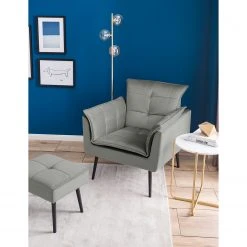 Jack & Alice Fauteuil Trilla - Fauteuil 1 place avec repose-pieds en velours gris -Pas Cher Fauteuils Magasin 1000184273 210323 15252001937 MOOD DETAILS P000000001000184273 mood