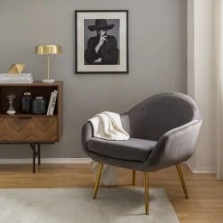 Jack & Alice Fauteuil Milawa - Velours Gris - Fauteuil 1 Place Confortable -Pas Cher Fauteuils Magasin 1000186960 201029 14291400001 MOOD DETAILS P000000001000186960 mood