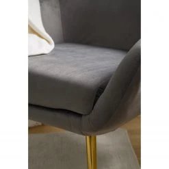 Jack & Alice Fauteuil Milawa - Velours Gris - Fauteuil 1 Place Confortable -Pas Cher Fauteuils Magasin 1000186960 201029 14291600003 DETAILS P000000001000186960