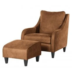 Maison Belfort Fauteuil Wingen I en Velours Microfibre Bice - Nougat | Confort et Élégance