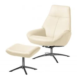 Fredriks Fauteuil relax Raahe en Cuir Véritable - Design Élégant et Confort Optimal - Couleur Crème