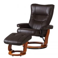 Fauteuil relax Modoform Westerwald avec repose-pieds - Cuir véritable ou imitation cuir - Marron