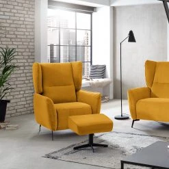 Fredriks Fauteuil Lehi - Velours Jaune Moutarde avec Repose-Pieds - Fauteuil Relax -Pas Cher Fauteuils Magasin 1000199858 200225 14063000886 MOOD DETAILS P000000001000199858 mood