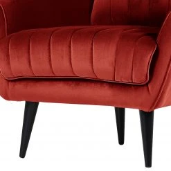 Red Living Fauteuil Margon - Velours Rouge Cerise et Noir - Fauteuil 1 place élégant et confortable -Pas Cher Fauteuils Magasin 1000205680 200227 16251700003 DETAILS P000000001000205680