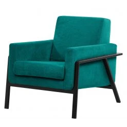 Norrwood Fauteuil Hanko I - Velours Tissu Lito Turquoise - Fauteuil 1 place