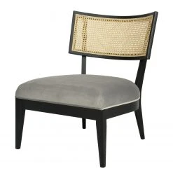 Jack & Alice Fauteuil Burke II - Velours Gris - Confort et Style pour Votre Salon