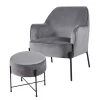 Fauteuil Bohemia Gris Velours avec Repose-Pieds - Confort et Style par Mørteens -Pas Cher Fauteuils Magasin 1000209172 200415 12032700254 IMAGE P000000001000209172